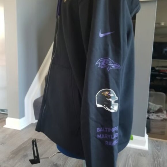 Men's Nike Black Baltimore Ravens Club Full-Zip Hoodie Jacket - Picture 7 of 12